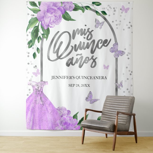 Tapete De Parede Quinceanera Butterfles Lavanda Fundo do palhaço (In Situ)