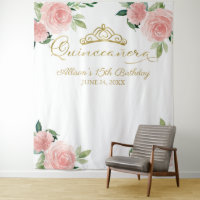 Quinceanera Gold Foil Tiara Panorâmica Rosa