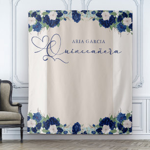 Tapete De Parede Quinceanera Royal Rosa Azul Fundo Floral