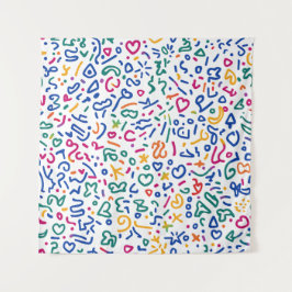 Tapete De Parede Rabisco divertido formas vibrantes coloridas