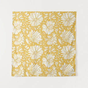 Tapete De Parede rabisco floral do ouro, desenhado à mão