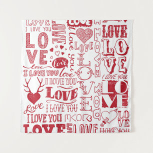 Tapete De Parede rabiscos de amor feitos à mão