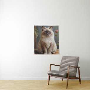Tapete De Parede Ragdoll Gato Retrato Fluffy Blue Eyed