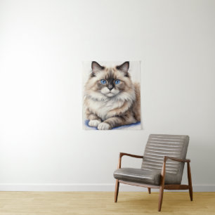 Tapete De Parede Ragdoll - Ilustração de Gato Ragdoll - Pet Cozy