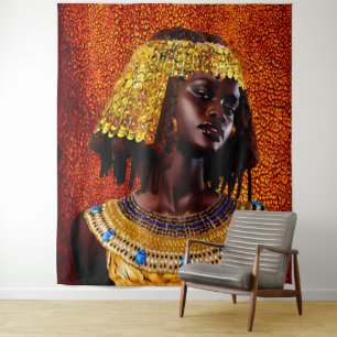Tapete De Parede Rainha Egípcia de Arte Afrocêntrica 