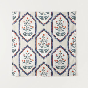Tapete De Parede Ramos de Flor Oriental: Kalamkari indiano.