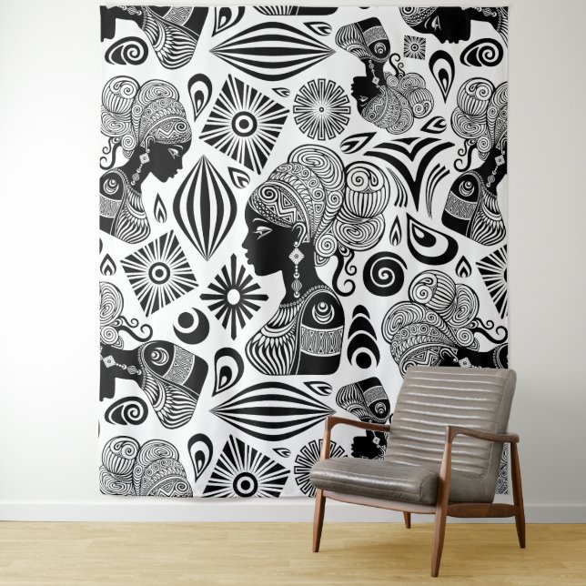 Tapete De Parede Rapariga africana Retrato Tribal Tatuagem (In Situ)