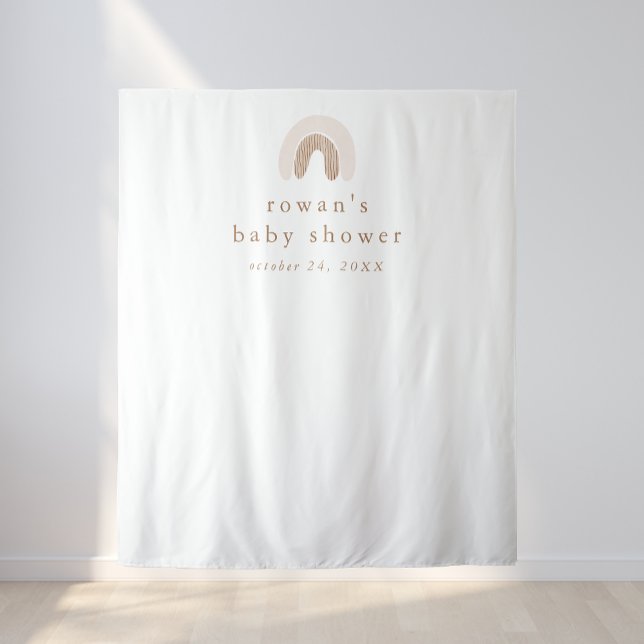 Tapete De Parede Rapariga ROWAN Rosa Boho Chá de fraldas Arco-Íris  (ROWAN Girl Pink Boho Rainbow Baby Shower Backdrop)