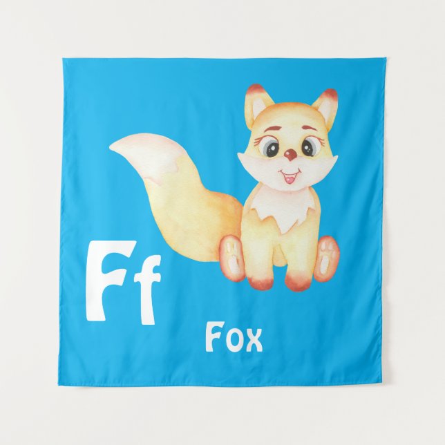 Tapete De Parede Raposa personaliza ABC: Letra F - Adicione Seu Nom (Frente)