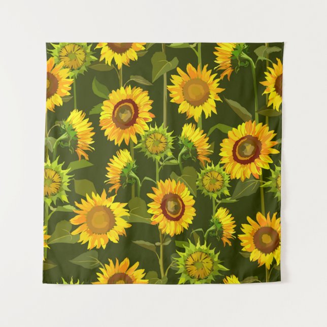 Tapete De Parede Rastreio de verão de Sunflores (Frente)