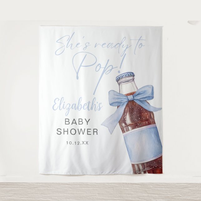 Tapete De Parede Ready To Pop Blue Baby Shower Photo Backdrop (Frente)