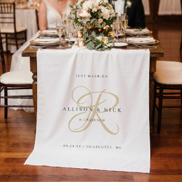 Tapete De Parede Recepção de Casamento Monograma Minimalista Dourad