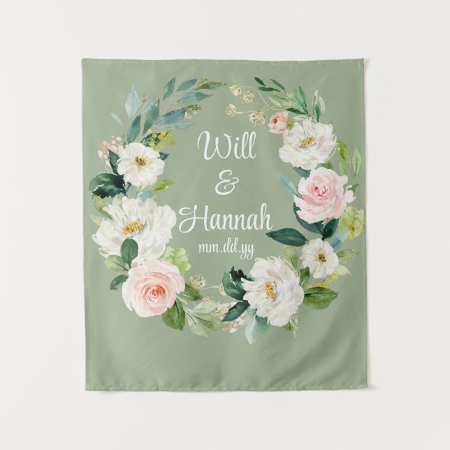 Tapete De Parede Recepção de Casamento Personalizada em Verde Salvi (Frente)