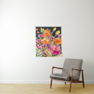 Tapete De Parede Recolha esplêndida - Flores cor-de-rosa e laranja