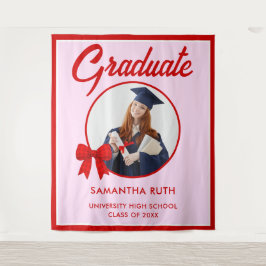 Tapete De Parede Red Gingham Bow Photo Graduation Backdrop