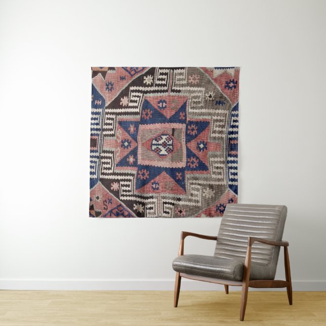 Tapete De Parede Red Kilim Rug Oriental Antiquado (In Situ)