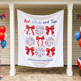 Tapete De Parede Red White e Two Girl segundo aniversário Party