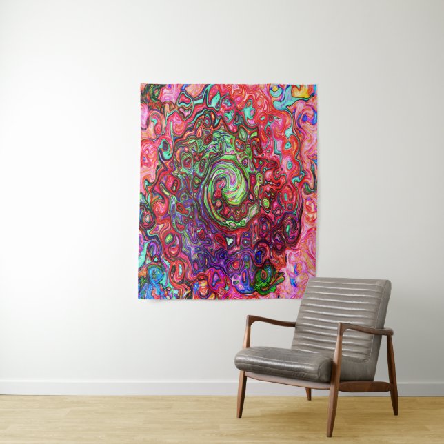 Tapete De Parede Redemoinho Líquido Abstrato Groovy Retro em Aquare (In Situ)