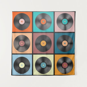 Tapete De Parede Registros de vinilo: conjunto retrô LP.