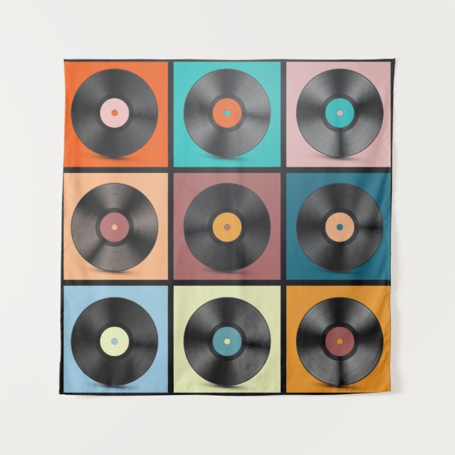 Tapete De Parede Registros de vinilo: conjunto retrô LP. (Frente)