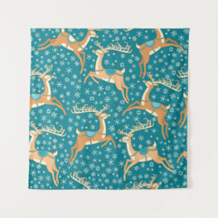 Tapete De Parede Reindeer De Natal: Padrão Vintage Invisível.