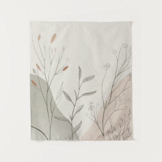 Tapete De Parede Relógio de Parede Botânico Minimalista – Flor Silv
