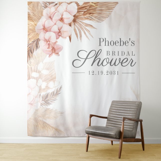 Tapete De Parede Relvado de Casamento Grama das Pampas Bege Floral  (In Situ)