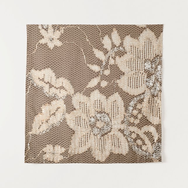 Tapete De Parede Renda Delicadeza: Arte em Tecido Branco (Frente)