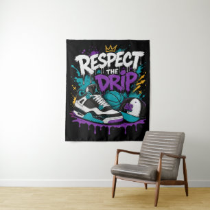 Tapete De Parede Respeite o Design de Basquete Drip