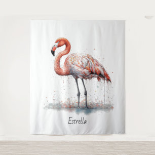 Tapete De Parede Resplendor do Flamingo: Arte em Aquarela, personal