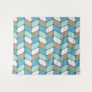 Tapete De Parede Retângulos Diagonais Vintage Azul Dourado Branco C