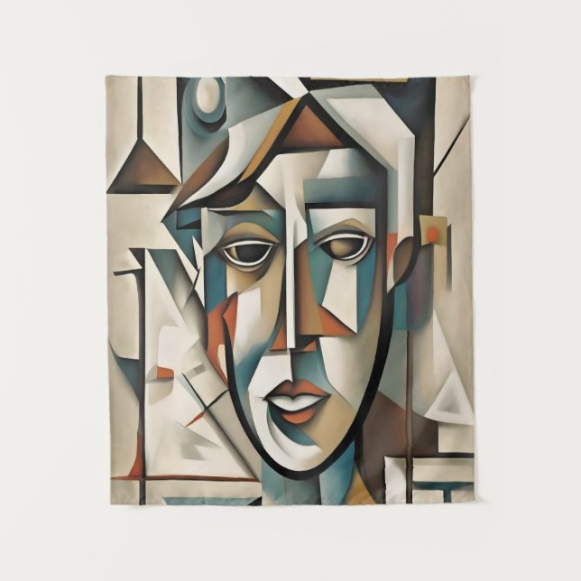 Tapete De Parede Retrato Cubista Moderno - Abstrato Art (Frente)