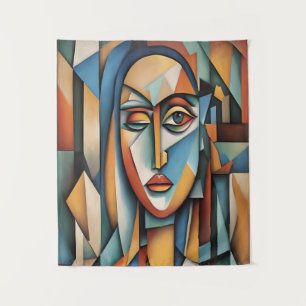 Tapete De Parede Retrato Cubista Vibrante Abstrato Arte Geométrica