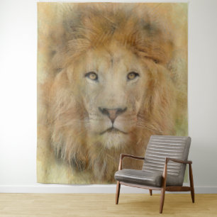 Tapete De Parede Retrato de Aquarela Lion Afro