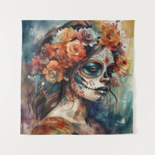 Tapete De Parede Retrato de Catrina em Aquarela do Día de los Muert