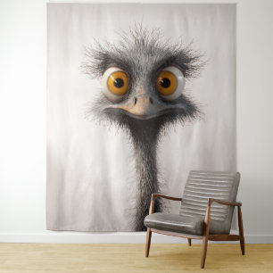 Tapete De Parede Retrato de desenho animado de avestruz de olhos ar