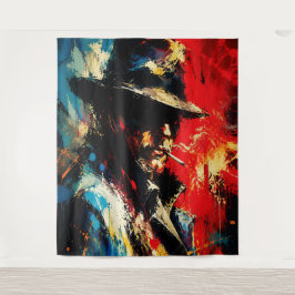 Tapete De Parede Retrato de Gângster Abstrato Pintura Estilo Vintag