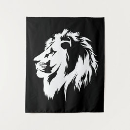 Tapete De Parede Retrato de leão (branco)