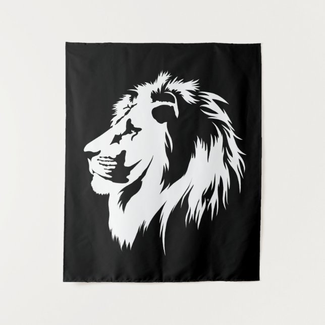 Tapete De Parede Retrato de leão (branco) (Frente)