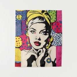 Tapete De Parede Retrato de Mulher em Arte Pop Retrô