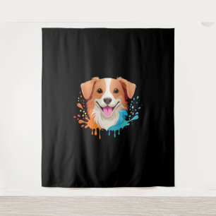 Tapete De Parede Retrato de um cachorro fofo com fluido colorido pi
