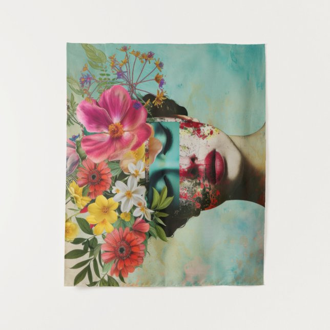 Tapete De Parede Retrato Floral Vintage  (Frente)