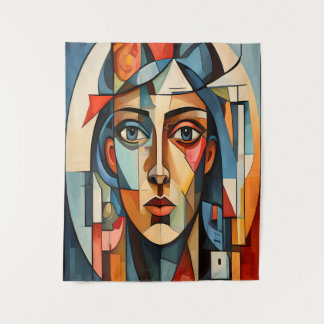 Tapete De Parede Retrato Geométrico Cubista Moderno