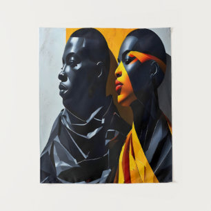 Tapete De Parede Retratos Modernos Negros Abstrato Arte Geométrica