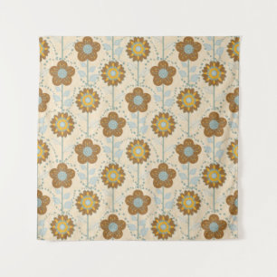Tapete De Parede Retro Bloom Harmony Baby Blue Mustard