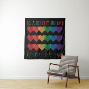 Tapete De Parede Retro Cardíaco LGBT Ser Um Humano Decente Não É Qu