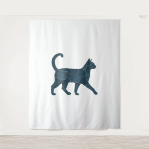 Tapete De Parede Retro Engraçado Denim Patch Animal Cat T-Shirt