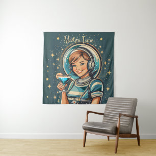 Tapete De Parede Retro Futurista Garota Astro Tempo de Martini