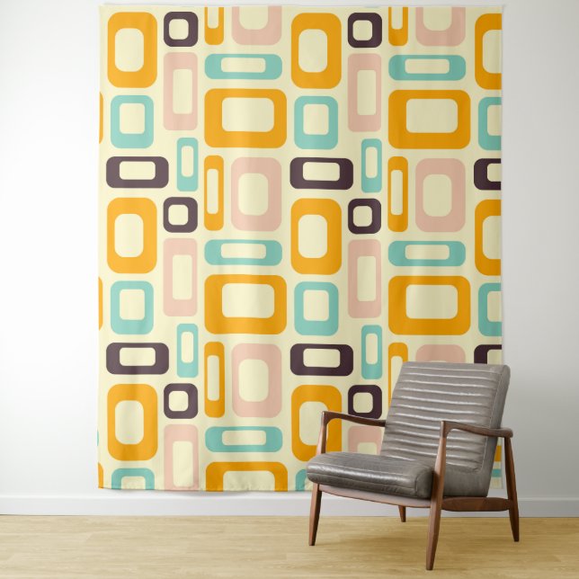 Tapete De Parede Retro geometric pattern in light beige background (In Situ)