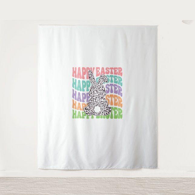 Tapete De Parede Retro Groovy Felz pascoa Leopard Rabbit Mulheres G (Frente)
